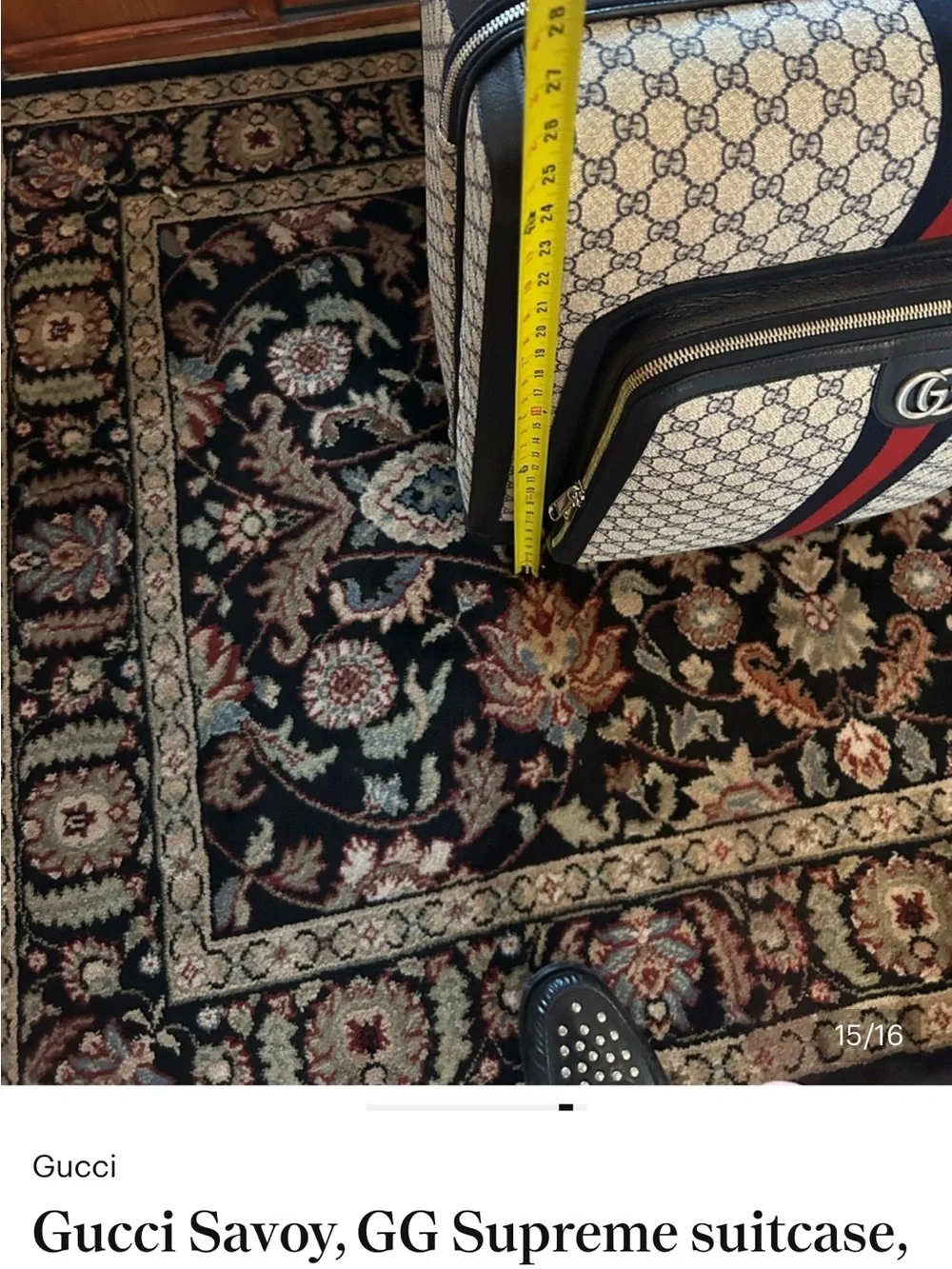 Gucci Savoy, GG supreme suitcase, iconic blue/red web stripe made in Italy